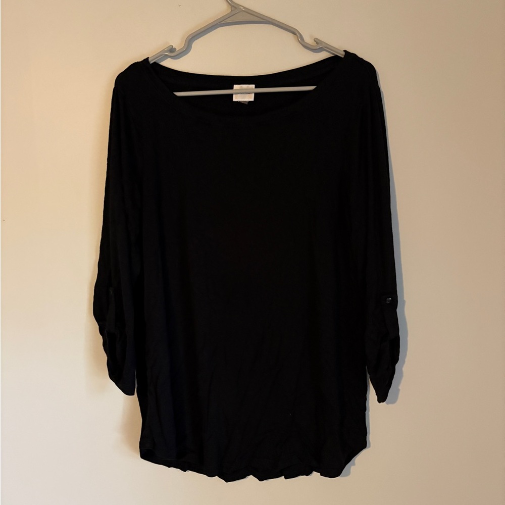 Black Shirt with Button Sleeves
